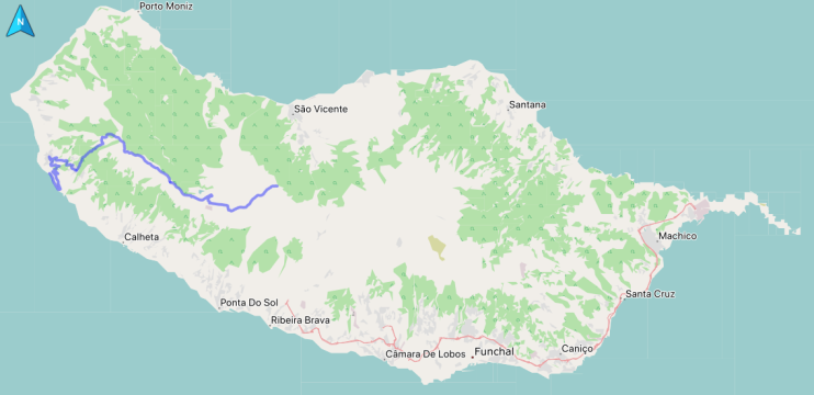 Map of the Paúl da Serra – Paúl da Mar tour